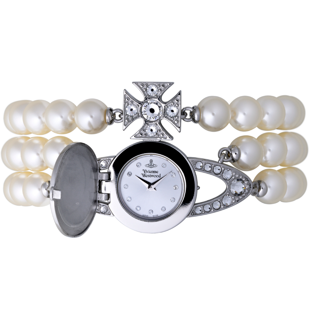 Vivienne Westwood Accessoriesからパールブレスレットの腕時計”ORB 