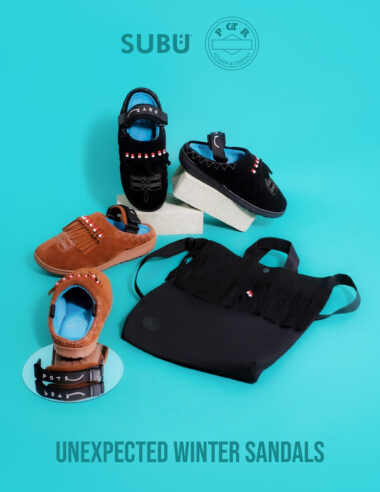 【SUBU × POTR】モカシンへのオマージュ。ネイティブアメリカンの伝統と現代の「ふかふか感」が融合した、冬の極上サンダル。